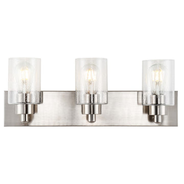 Irving Seeded Glass/Iron Modern Contemporary LED Vanity Light - JONATHAN Y